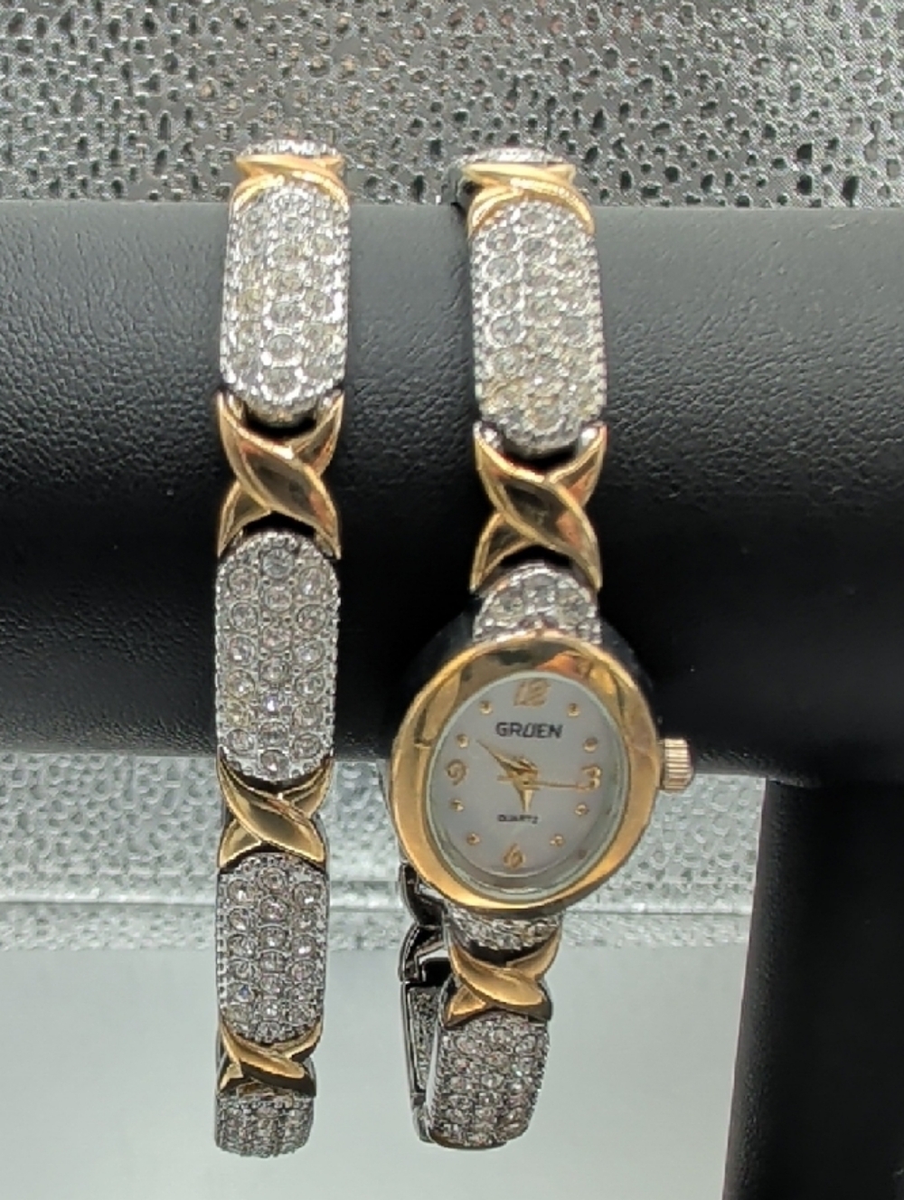 Gruen Gold & Silver Crystal Bracelet Watch Set - Gold and Silver - Picture 9 of 12